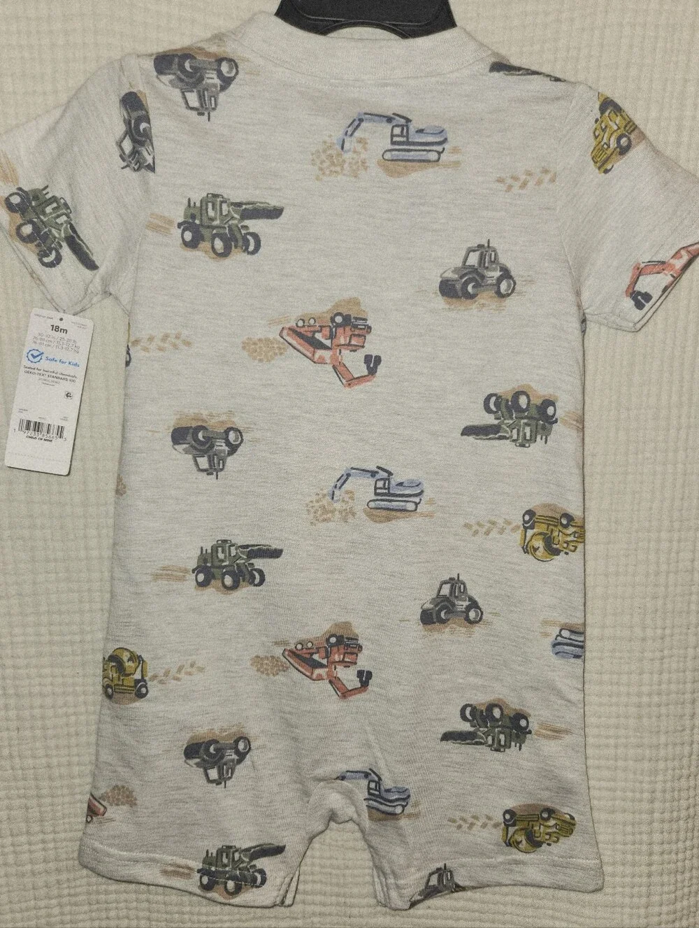 Carter's Child Of Mine Baby Boy Short Sleeves Romper 18M NWT Light Gray Trucks